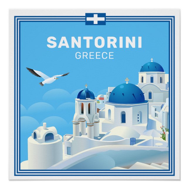 Custom Text Santorini Greece Poster (Front)