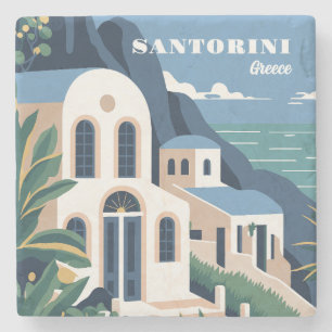 Custom Text Santorini Greece Stone Coaster