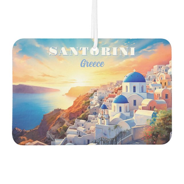 Custom Text Santorini Greece Sunset Air Freshener (Front)