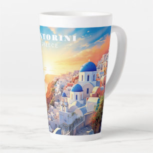 Custom Text Santorini Greece Sunset Latte Mug