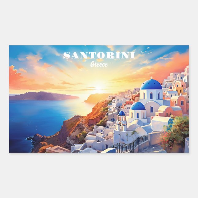 Custom Text Santorini Greece Sunset Sticker (Front)