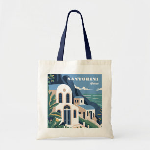 Custom Text Santorini Greece Tote Bag