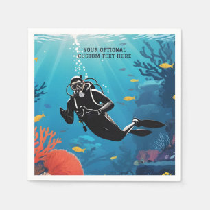 Custom Text Scuba Diver Napkin
