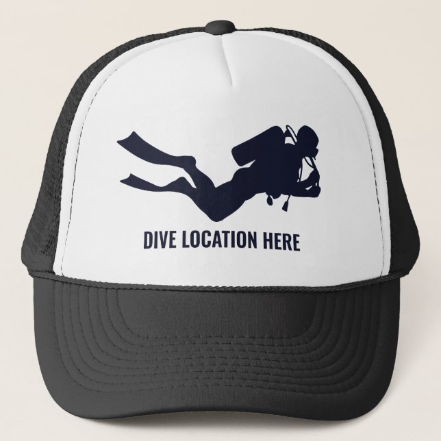 Custom Text Scuba Diver Trucker Hat (Front)