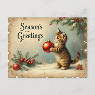 Custom Text Season’s Greetings Kitten Postcard