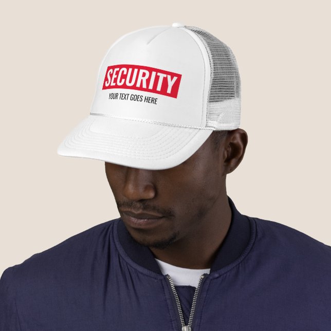 Custom Text Security Template Unisex Womens Mens Trucker Hat (In Situ)