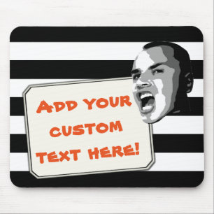 Custom Text Shout on Black Stripes Mouse Pad