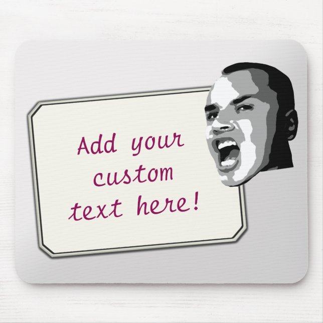 Custom Text Shout on Gradient Silver Mouse Pad (Front)