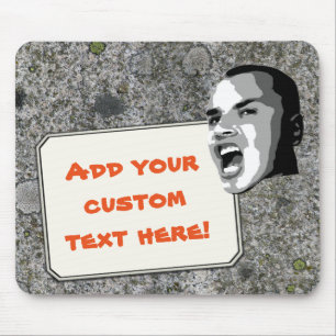 Custom Text Shout on Mossy Grey Granite Mouse Pad