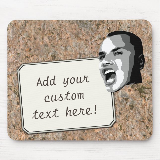 Custom Text Shout on Neutral Rock Texture Mouse Pad (Front)