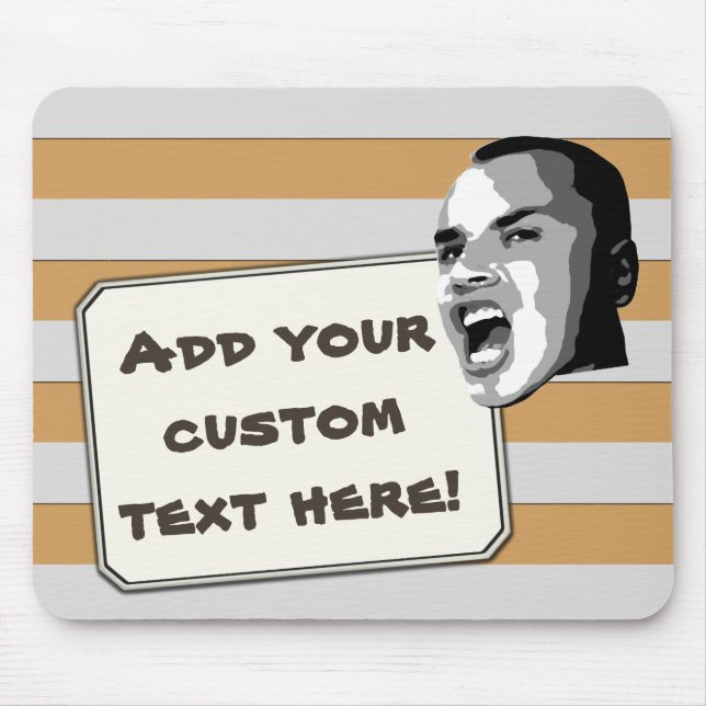 Custom Text Shout on Pastel Silver Stripes Mouse Pad (Front)