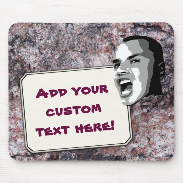 Custom Text Shout on Pink Rock Texture Mouse Pad (Front)