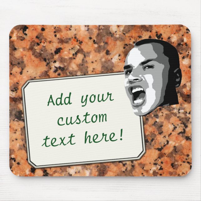 Custom Text Shout on Spotted Rock Surface Mouse Pad (Front)
