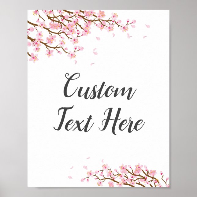 Custom Text Sign for Cherry Blossom Party (Front)