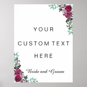 Custom text sign   watercolor roses