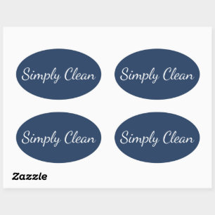 Custom Text Simply Clean Navy Oval Sticker Sheet