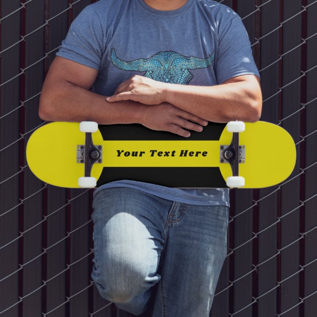 Custom Text Skateboard in Yellow with Black Design (Outdoor 3)