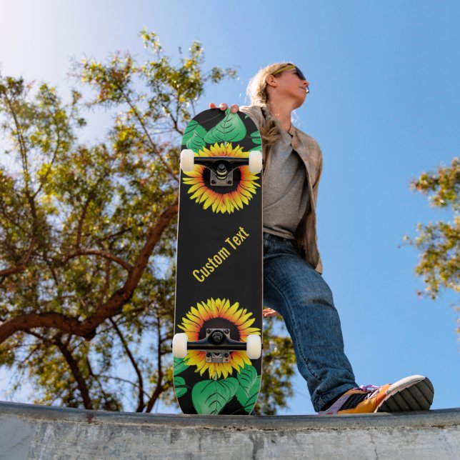 Custom Text Skateboard with Sunflowers (Outdoor 1)
