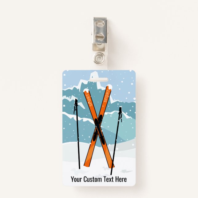 Custom Text Ski badges (Front with Clip)