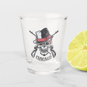 Custom text Skull & Guns shot glass