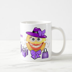Custom Text Smiling shopping Emoji Coffee Mug