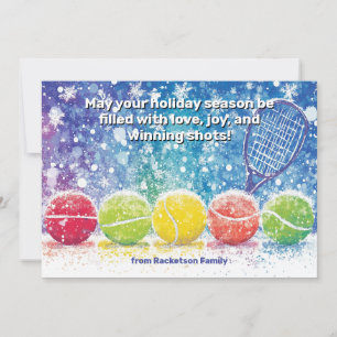 🎾🎄Custom text, Snowball Serve Holiday Card