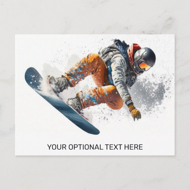 Custom Text Snowboarder Illustration Postcard (Front)