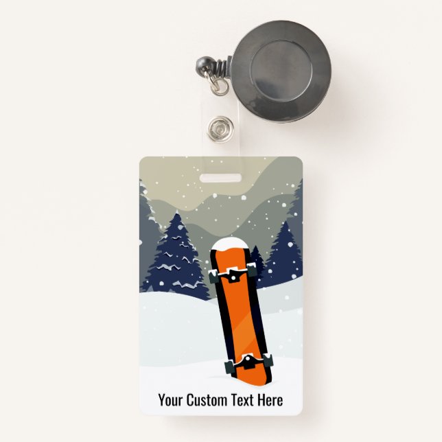 Custom Text Snowboarding badges (Front with Retractable)