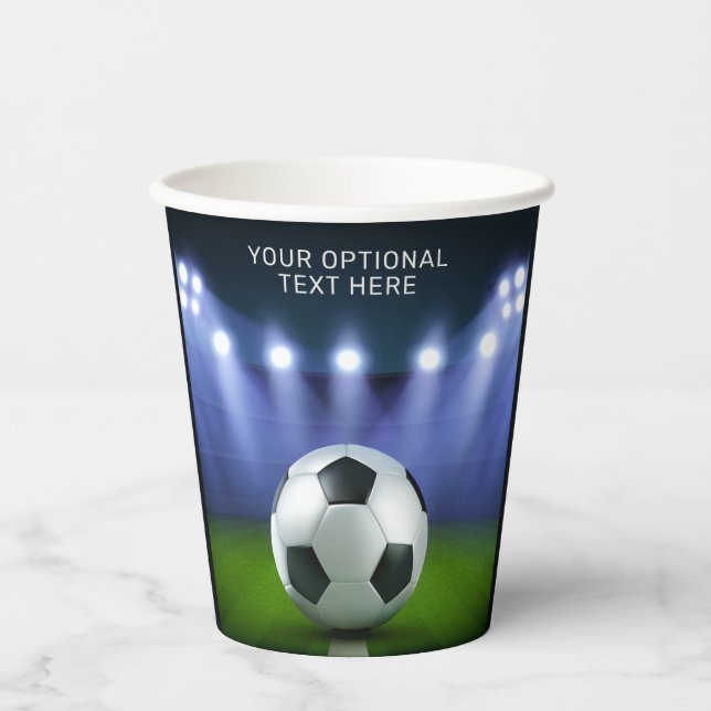 Custom text Soccer Stadium Paper Cups (Front)