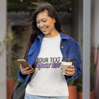 Custom text Sparkle purple glitter effect T-Shirt