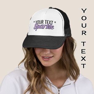 Custom text Sparkle purple glitter effect Trucker Hat