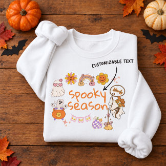 Custom Text Spooky Season Cute Halloween Doodles Sweatshirt