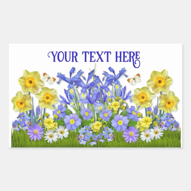 Custom Text Spring Flowers and Butterflies  Sticker (Front)