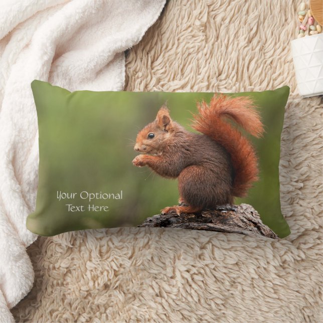 Custom Text Squirrel Lumbar Pillow (Blanket)