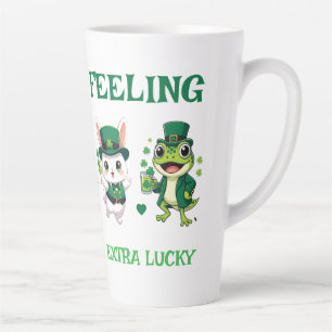 Custom Text St. Patrick's Day Frog and Bunny Latte Mug