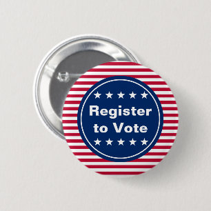 Custom Text Stars and Stripes Register to Vote 2 Inch Round Button
