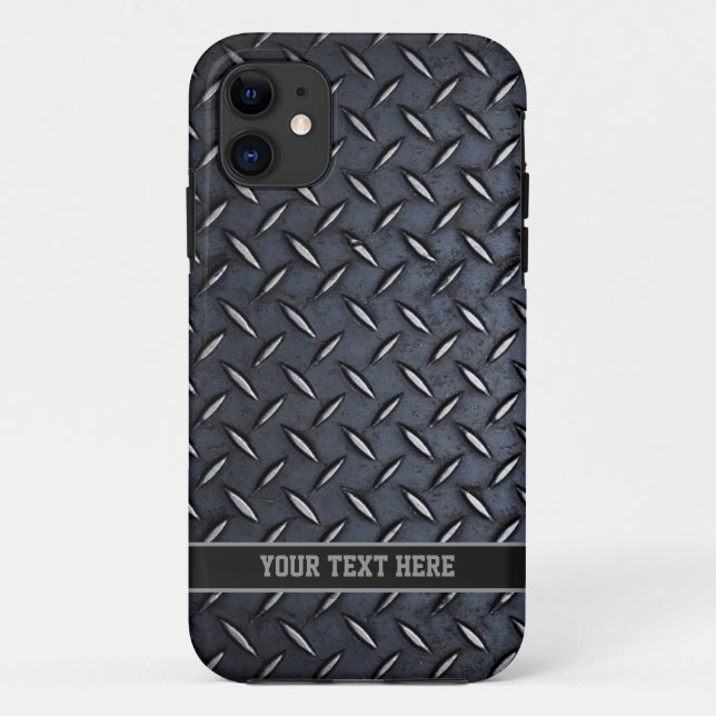 Custom Text Steel look iphone case (Back)