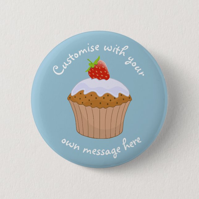 Custom Text Strawberry Bun Cute 2 Inch Round Button (Front)