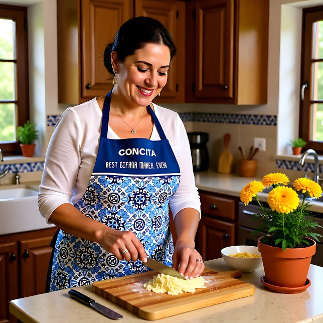Custom text💙 Stunning blue Azulejos Apron (Custom text💙 Stunning blue Azulejos Apron)