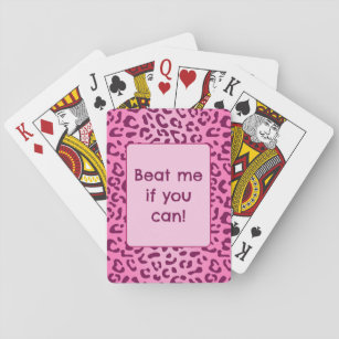 Custom Text Stylish Pink Leopard Print Playing Cards