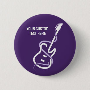 Custom Text Stylized Guitar 2 Inch Round Button