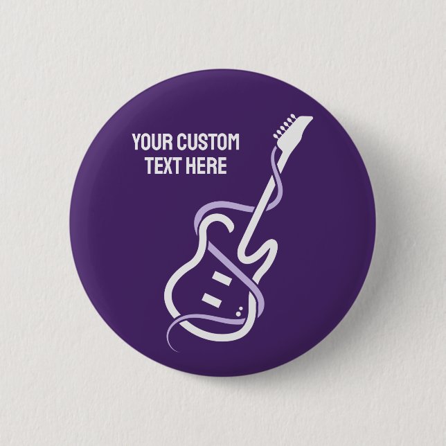 Custom Text Stylized Guitar 2 Inch Round Button (Front)