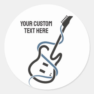 Custom Text Stylized Guitar Classic Round Sticker