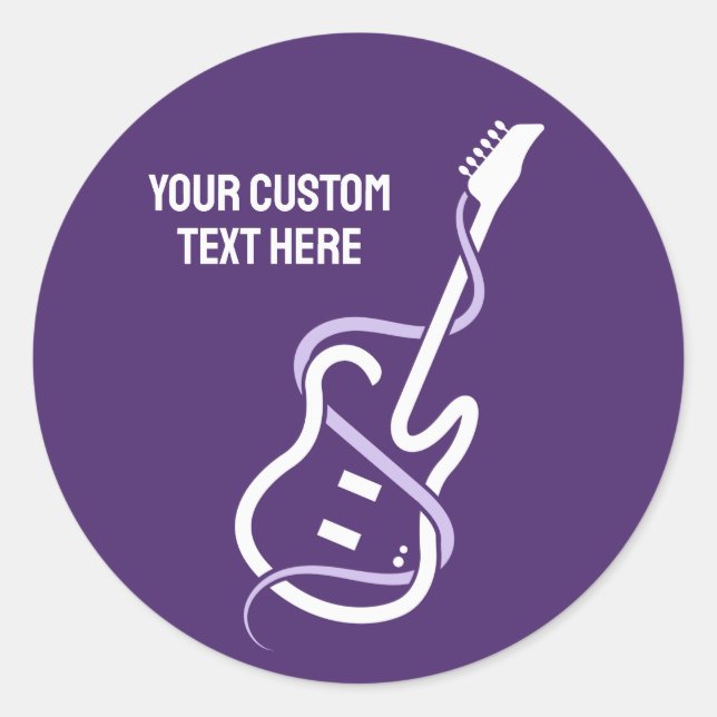 Custom Text Stylized Guitar Classic Round Sticker (Front)