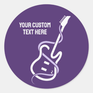 Custom Text Stylized Guitar Classic Round Sticker