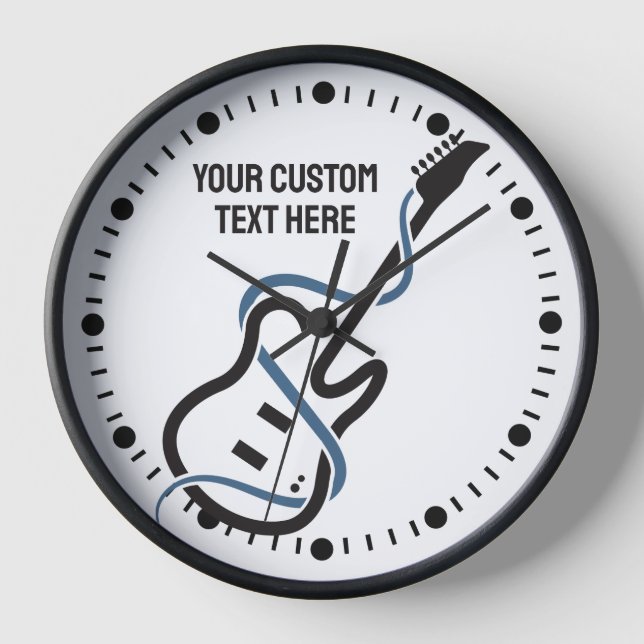 Custom Text Stylized Guitar Clock (Front)