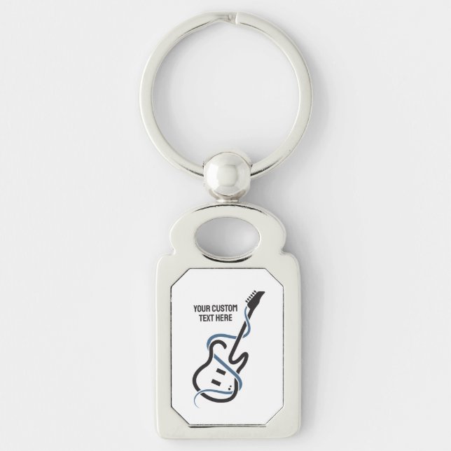 Custom Text Stylized Guitar Keychain (Front)