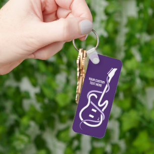 Custom Text Stylized Guitar Keychain