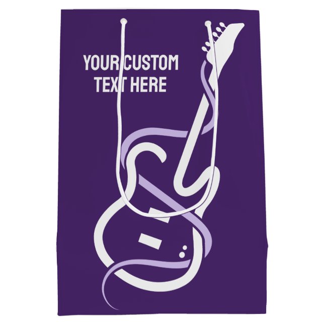 Custom Text Stylized Guitar Medium Gift Bag (Back)