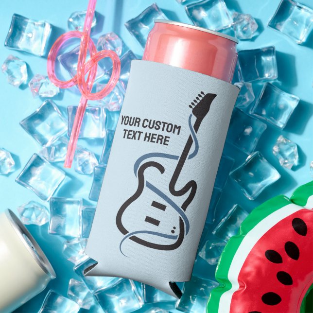 Custom Text Stylized Guitar Seltzer Can Cooler (In Situ Summer)